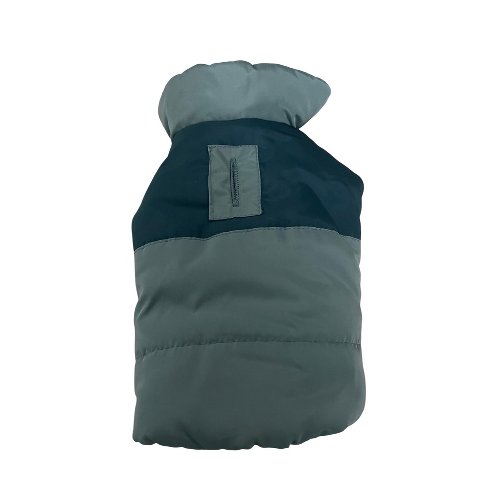 Unbranded Gray Navy Blue Fleece Lined Insulated Dog Puffer Vest with Leash Hole